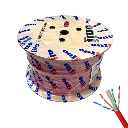 Onli 305Mt 23AWG UTP CAT6 Network Kablosu Kırmızı Yerli Üretim