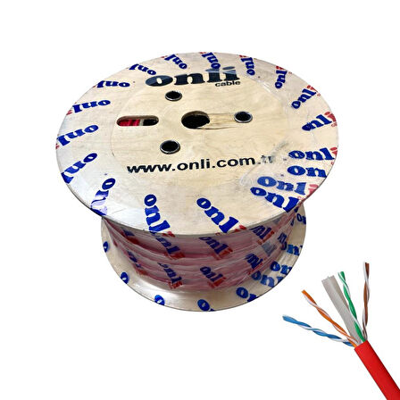Onli 305Mt 23AWG UTP CAT6 Network Kablosu Kırmızı Yerli Üretim