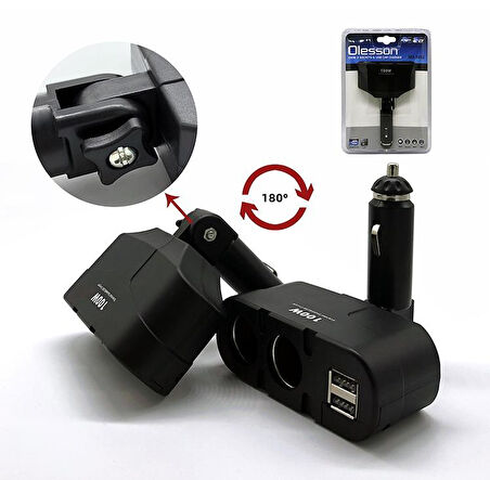 Olesson 1652 2xUsb 100Watt İki Girişli Oto Çakmak Çoklayıcı