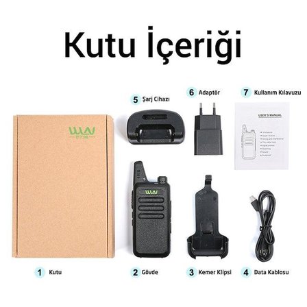 Wln PMR-446 16 Kanal Tekli 3-5 Km El Telsizi (Şarj Aleti Dahil) 1Adet
