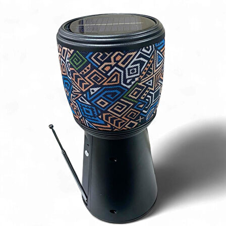 Rose SP-601 El Fenerli Taşınabilir Solar Şarjlı Bluetooth FM Radyo Desenli Hoparlör