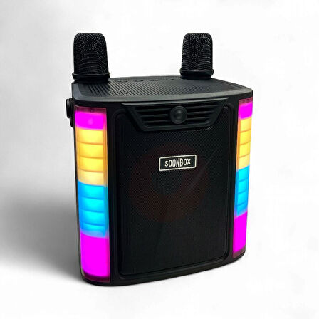 Rose Sp-614 Taşınabilir Şarjlı Bluetooth Karaoke Mikrofon ve Hoparlör Seti - Siyah