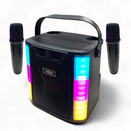 Rose Sp-614 Taşınabilir Şarjlı Bluetooth Karaoke Mikrofon ve Hoparlör Seti - Siyah