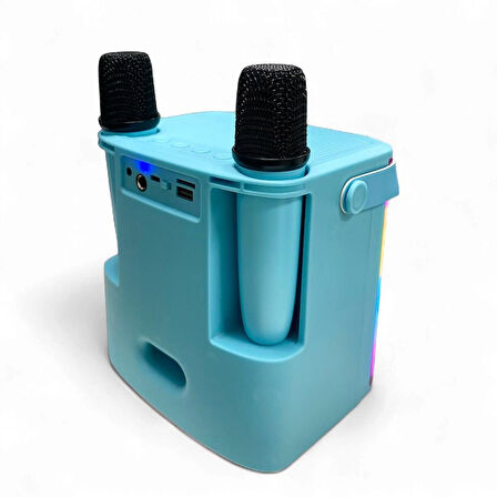 Rose Sp-614 Taşınabilir Şarjlı Bluetooth Karaoke Mikrofon ve Hoparlör Seti - Mavi
