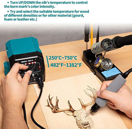 WellHise WH-939-3 Ahşap Yakma İstasyonu Çift Kollu - 20Uçlu