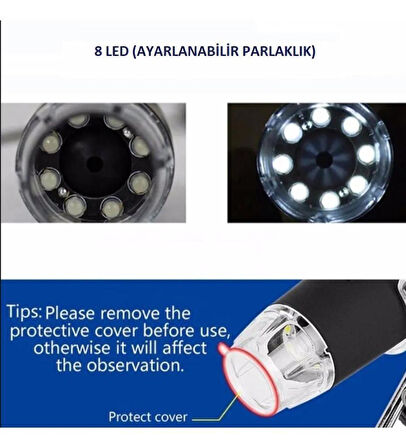 electroon 8Ledli 1600x Zoom Dijital Taşınabilir USB Mikroskop