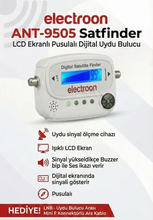 electroon ANT-9505 Satfinder LCD Ekranlı Pusulalı Dijital Uydu Bulucu +Ara Kablolu