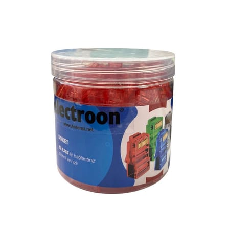 electroon Kırmızı CAT6 EZRJ45 Açık Uçlu Soket 8P/8C - 100Adet