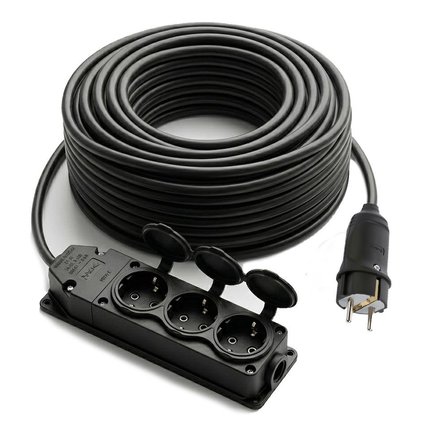 electroon 3x1.5mm 30Metre Topraklı Kauçuk Üçlü Grup Priz