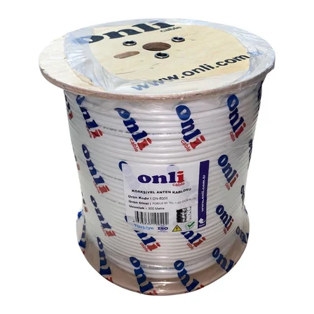 Onli Gold Seri RG6U6 300Metre 80Tel Beyaz Anten Kablosu Yerli Üretim