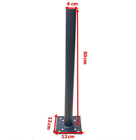 Antenci 50cm Düz Anten Borusu 40mm - Siyah