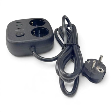 hi-link 2xSoketli 1xTypeC+2xUSB Girişli 2Metre Termal Akım Korumalı Grup Priz Siyah