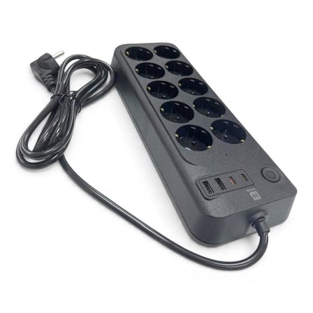 hi-link 10 Soketli 2xType-C +2xUSB Girişli 5 Metre Kablolu Akım Korumalı Grup Priz