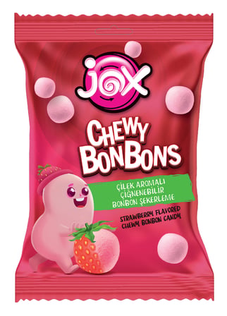 JOX Chewy Bonbons Çilek Aromalı Dolgulu Bonbon Şekerleme