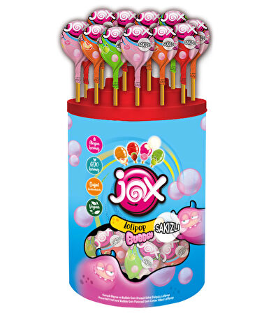 JOX BUBBLY LOLLIPOP; Sakız Dolgulu Meyve Aromalı Top Lolipop