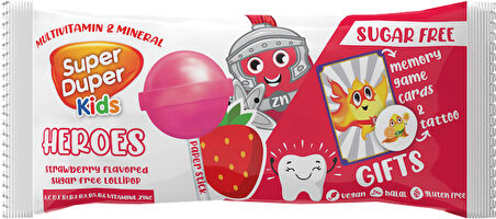 Super Duper Kids Zero Heroes Strawberry Lolipop 15g