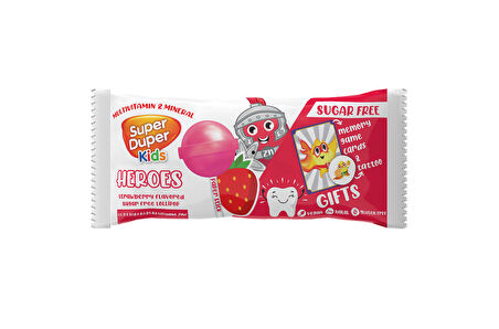 Super Duper Kids Zero Heroes Strawberry Lolipop 15g