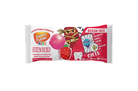 Super Duper Kids Zero Heroes Strawberry Lolipop 15g