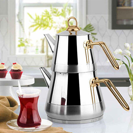 Lines Piramit Çaydanlık Orta Altın Kulp - Zücc64350