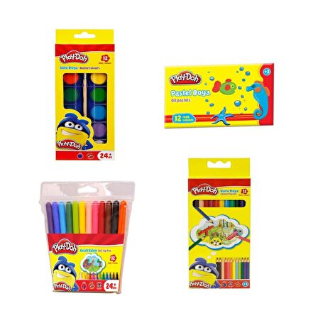Play-Doh 4 lü Boya Seti ( Kuru- Keçeli- Sulu- Pastel Boya)