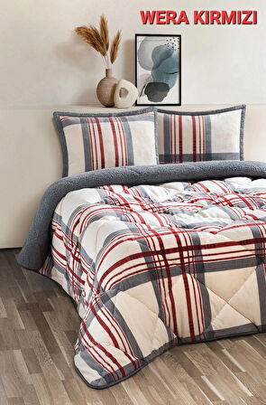 Çift Kişilik Yorgan Seti Comforter Wera Kırmızı (1 Yorgan + 2 Yastık Kılıfı)