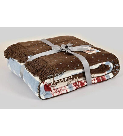 West Yılbaşı Temalı Çift Taraflı Tek Kişilik Battaniye 150x200 cm