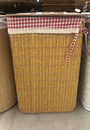 Rattan Katlanabilir Dikdörtgen Çamaşır Sepeti -Naturel