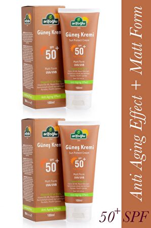 Arifoğlu Güneş Kremi Spf 50 Organik Aloe Veralı Anti Aging Yaşlanma Karşıtı 100ml X 2 Adet