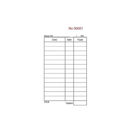 Folix Adisyon Fişi 2 Nüsha Otokopili 50 Yaprak 3'LÜ