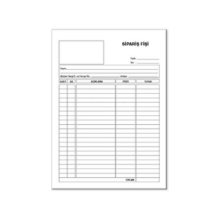 Folix Sipariş Fişi 14 x 20 cm 2-50 2 Nüsha Otokopili 50 Yaprak 3'LÜ