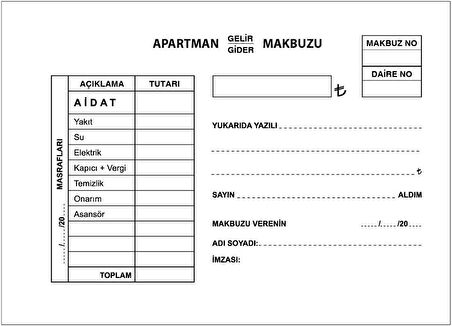 Apartman Makbuzu 14x20 2 Nüsya 50 yp. Otokopili