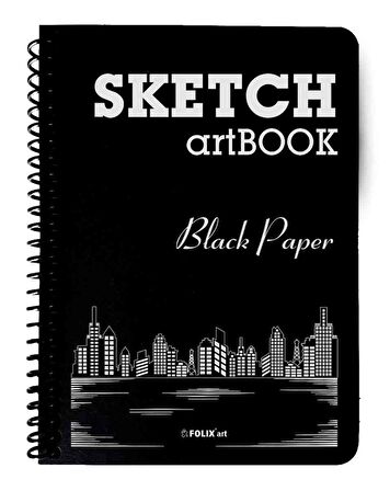 Siyah Yapraklı Defter Spiralli 17x24 cm 100 gr. 40 yaprak (80 sayfa) BlackSketch