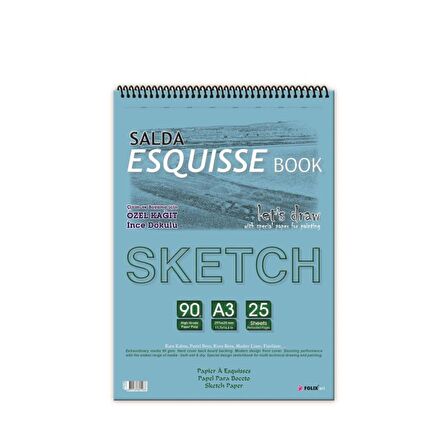 Folix Sketchbook Salda A3 Spiralli 90 Gr. 25 Yaprak Eskiz Defteri