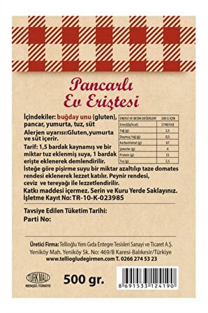 Tellioğlu Pancarlı Erişte 500 gr