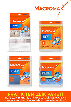 Pratik Temizlik Paketi Mikrofiber Yer ve Cam Bezi Seti 