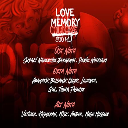 Love Memory EDC Premium Kolonya Cam Şişe 500 ML