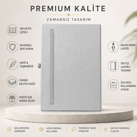 Şık Tasarım Lastikli Ajanda/Defter - 4 Farklı Renk Seçeneği 