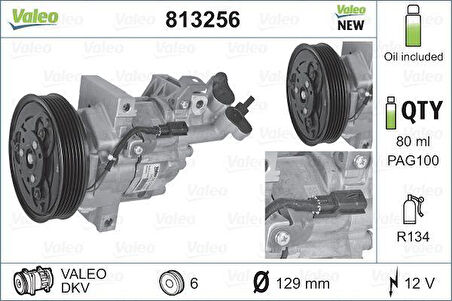 Renault Klima Kompresoru Logan Sandero Lodgy Duster Fluence 1,5 DCI K9k 08> - Valeo 813256