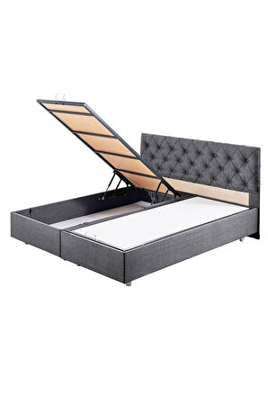 Eylül Çift Kişilik Baza Başlık Letto Yatak Seti, Gri