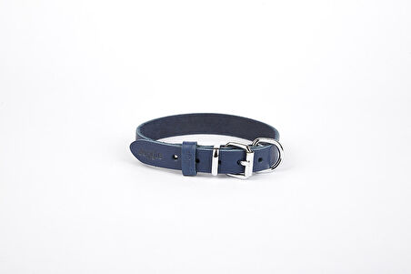 Doggie Deri El Yapımı Köpek Boyun Tasması 2x30-35 cm Mavi