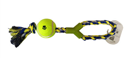 Düğümlü Y Şekilli Tenis Toplu Köpek Oyuncağı 7-37 cm Mavi