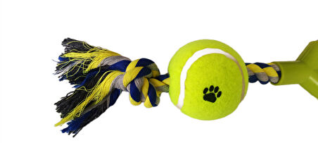 Düğümlü Y Şekilli Tenis Toplu Köpek Oyuncağı 7-37 cm Mavi