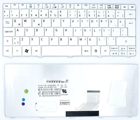 Acer Aspire One ZH9, 521, D255, D260, 532h 533 NAV50, NAV70, PAV70 Klavye Beyaz TR