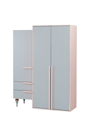 Point Genç Odası - 3 Kapılı Dolap, Karyola, Komodin, Masa - Pembe