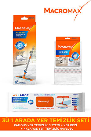 3ü 1 Arada Yer Temizlik Seti Mop Bezi ve Havlu Paket