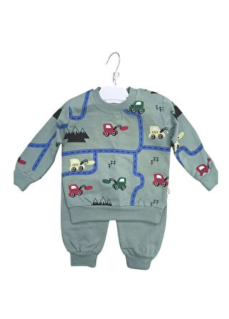 Meleka Laura baby Minik araba desenli erkek bebek 2 li takım