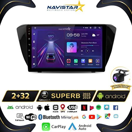 Skoda Superb 2015-2019 Model 2+64GB Android 13 Kablosuz Carplay Navigasyon Multimedya Sistemi 