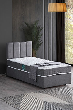 Defne Tek Kişilik Baza Başlık Comfort Yatak Seti, Açık Gri