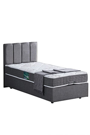 Defne Tek Kişilik Baza Başlık Comfort Yatak Seti, Açık Gri