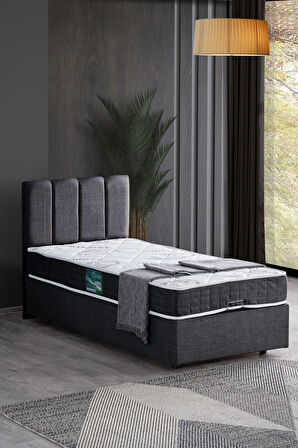 Defne Tek Kişilik Baza Başlık Comfort Yatak Seti, Açık Gri